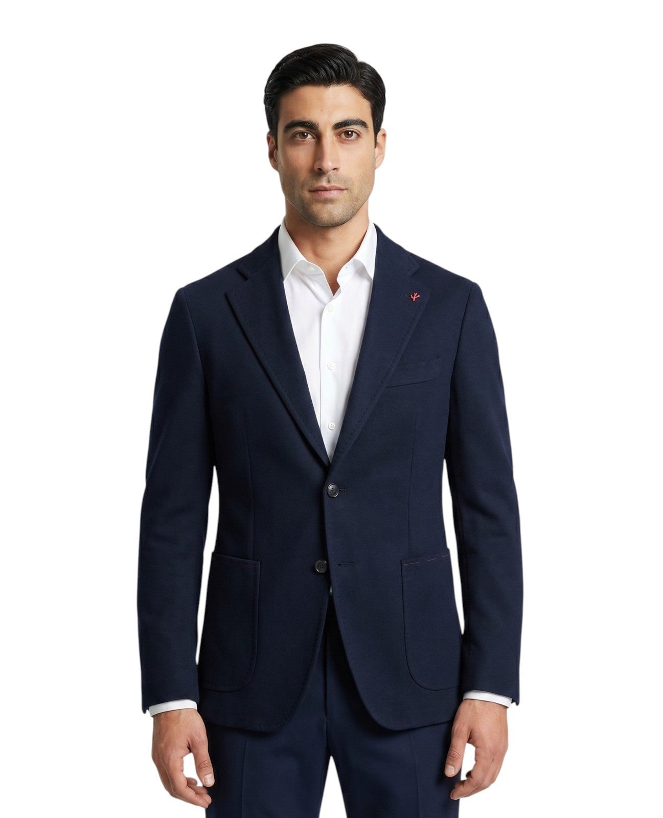 $6190 ISAIA "Domenico" Blue Navy Jacket Sport Coat Jersey Wool Super 200'