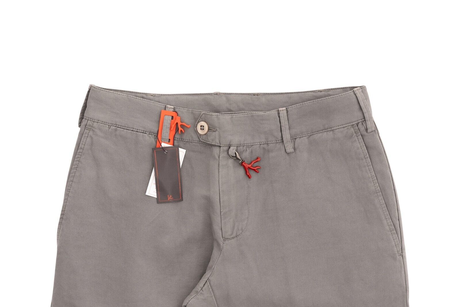 690$ ISAIA NAPOLI Gray Chino Trousers Pant Cotton 30 US / 46 EU Slim Fit