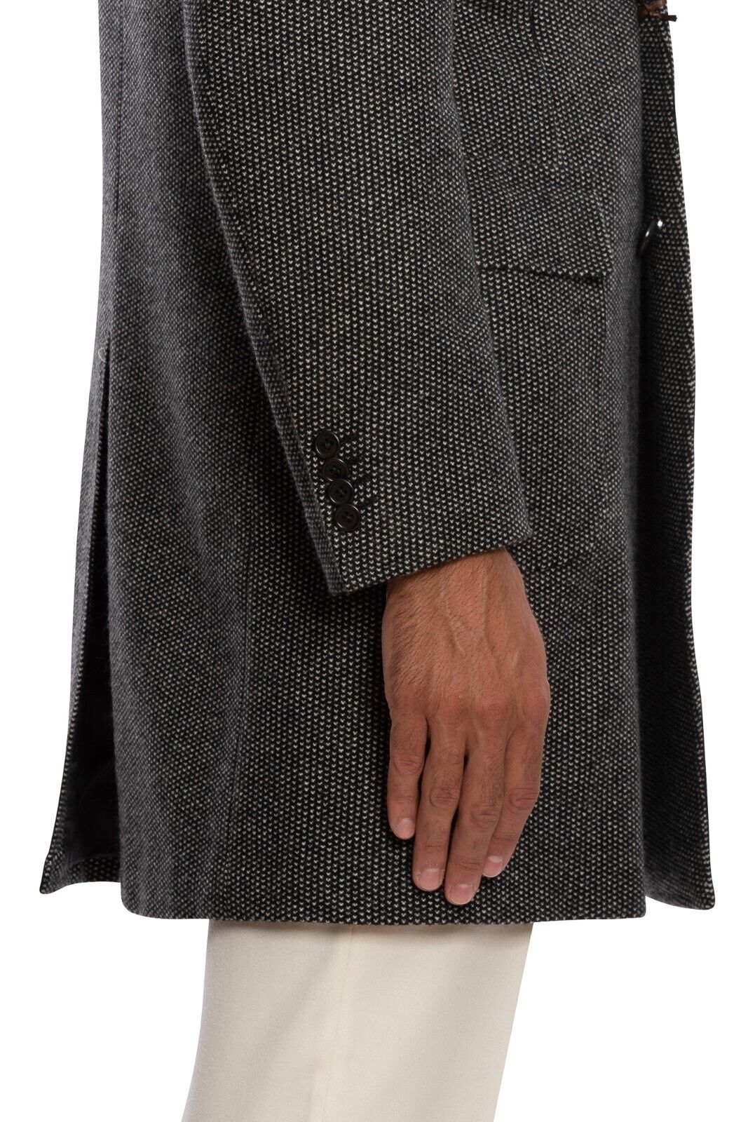 $4200 LUIGI BORRELLI NAPOLI Hand-Sewn 100% Cashmere Grey Coat Double Breasted