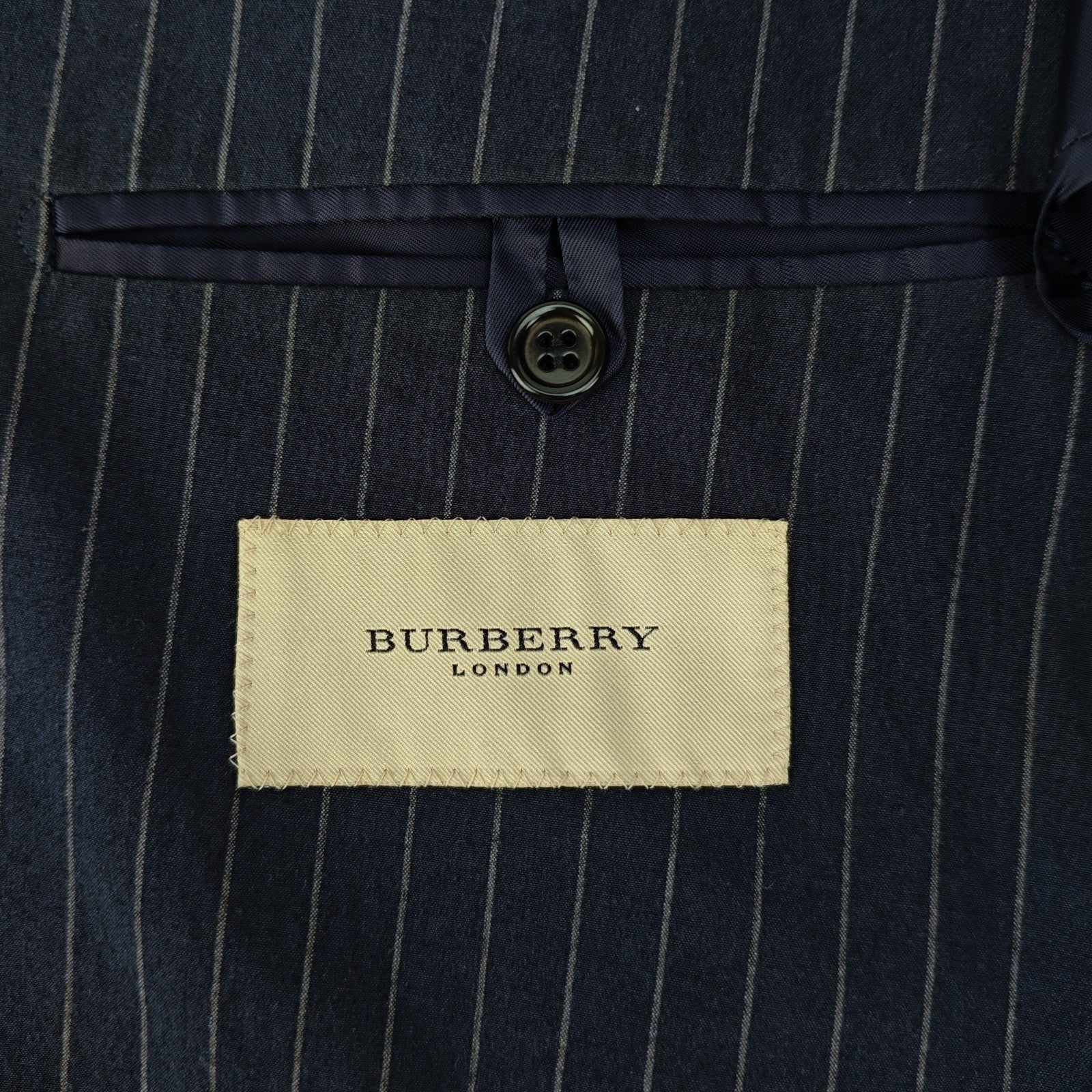 1600$ BURBERRY LONDON Navy Pinstripe Suit Wool Made Italy 42 US / 52 IT