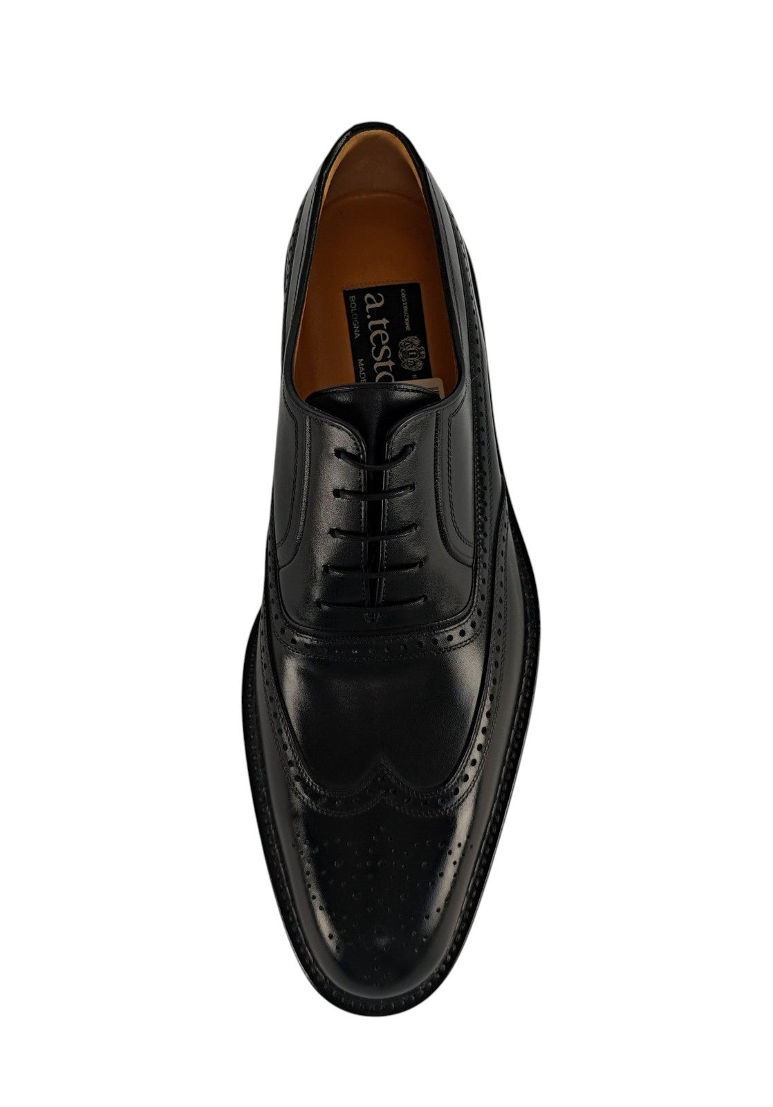 1200$ TESTONI Oxford Brogue Shoes Calf Black Goodyear Welted 8 UK / 9 US / 42 IT