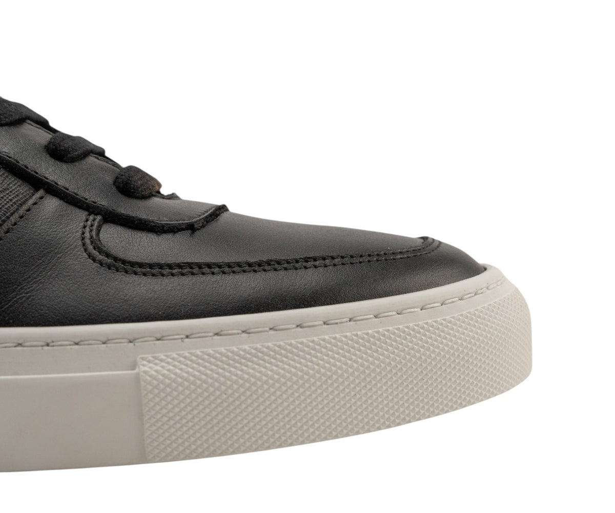 950$ TESTONI BOLOGNA Sneaker Napa Calf + Saffiano Calf Black 8 UK/ 9 US / 42 IT