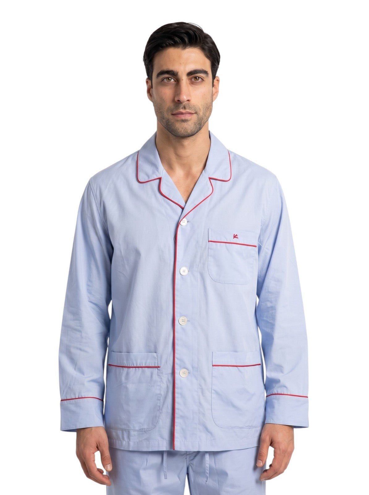 $2250 ISAIA NAPOLI Light Blue Pajama Sleeping Set Drawstring Pant Fine Cotton