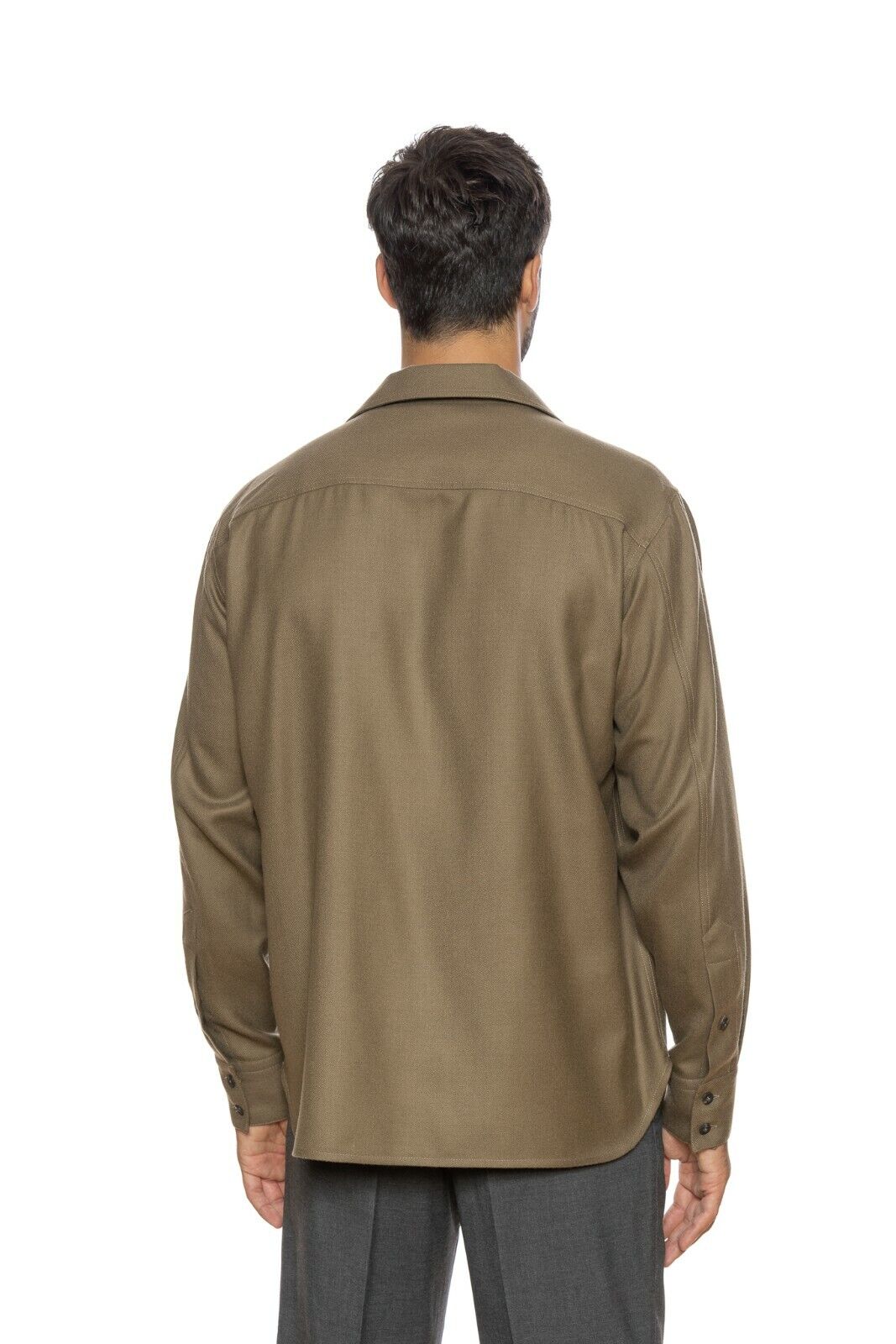 $1600 CARUSO Overshirt Shirt Casual Jacket 100% Cashmere Green Olive Relaxed Fit