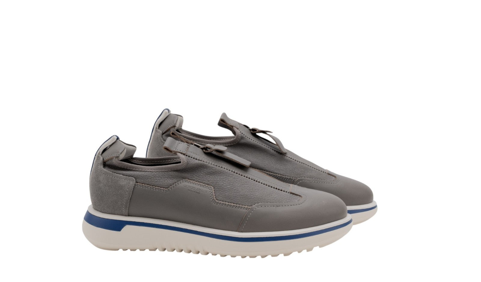 1450$ GIORGIO ARMANI Shoes Sneakers Gray Zip-Up Low-Top Leather 7 UK 8 US 41 IT