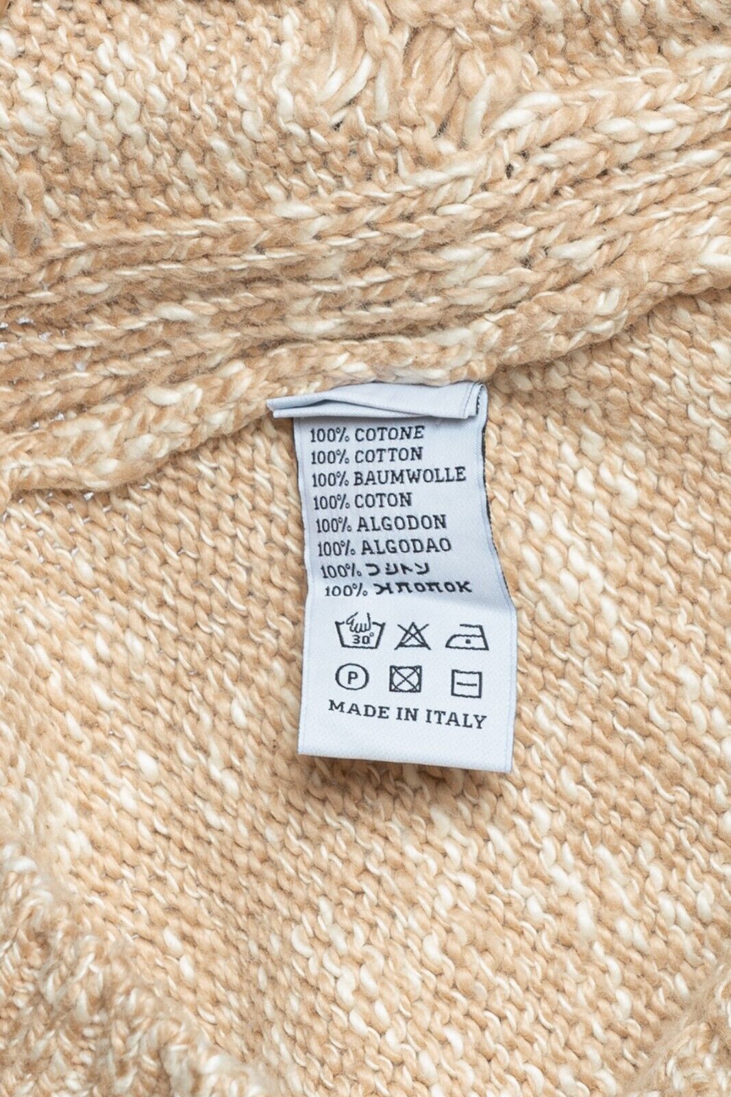 390$ DELLA CIANA CASHMERE Sweater Cable Knit Beige Thick Cotton 40 US / 50 EU