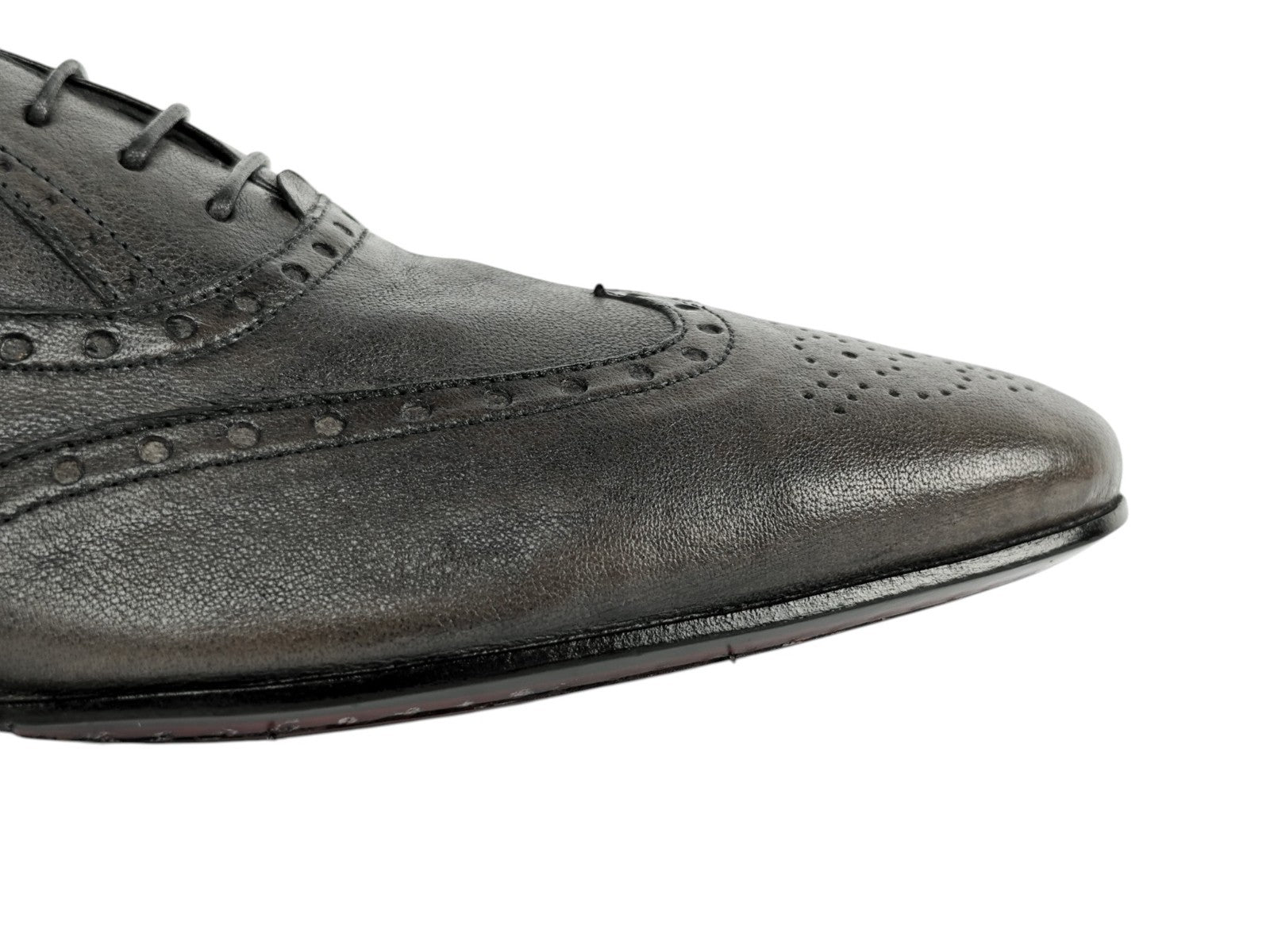 950$ TESTONI 1929 Oxford Shoes Washed Soft Lambskin Asphalt 8 UK 9 US 42 IT