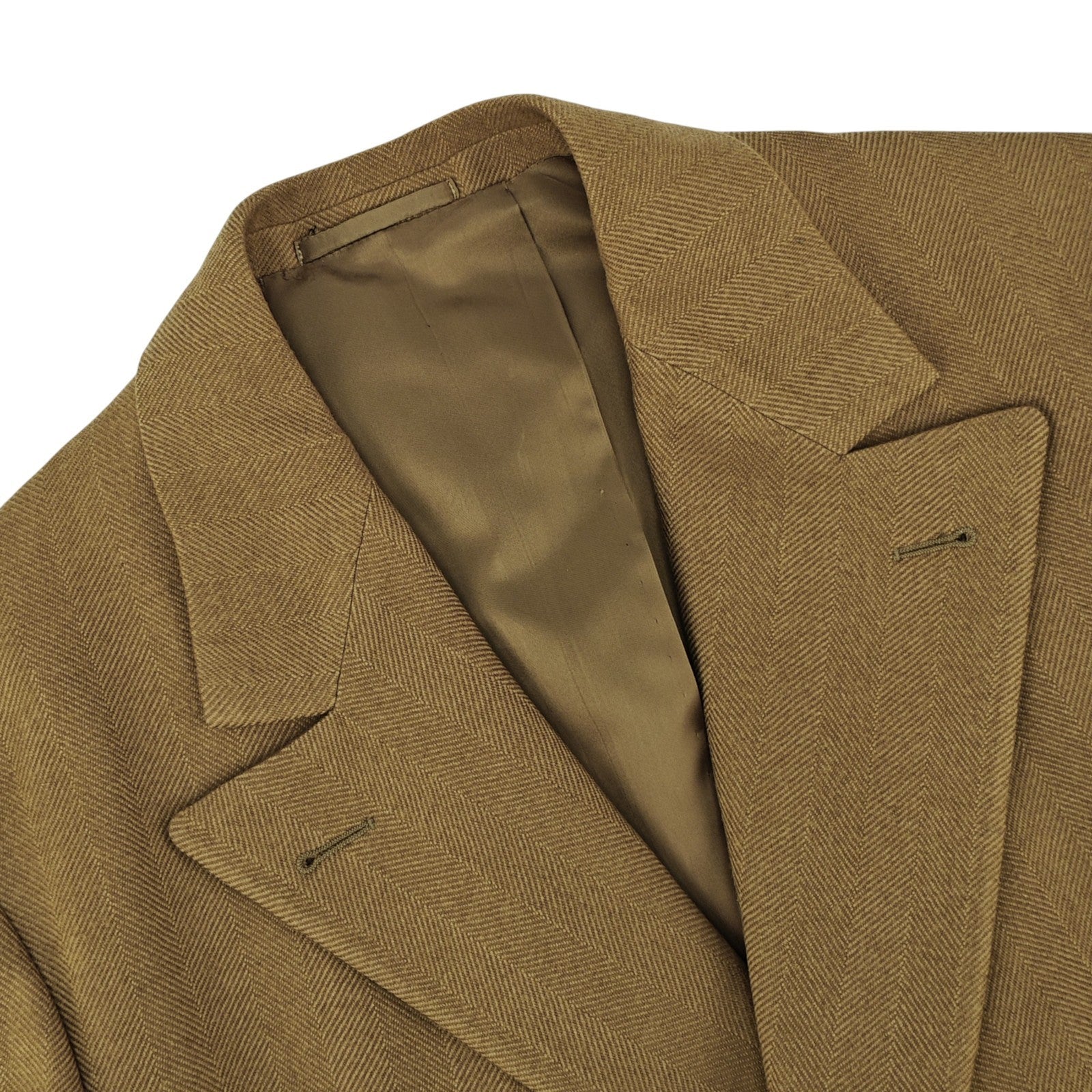 3500$ LUCIANO BARBERA Martingale Overcoat Camel Herringbone Wool 40 US / 50 IT