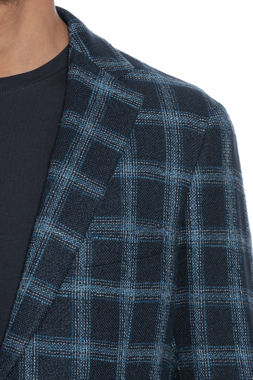 2250$ BELVEST Jacket Blue Checks Silk Linen Cotton Drop 7 JACKETINTHEBOX Edition