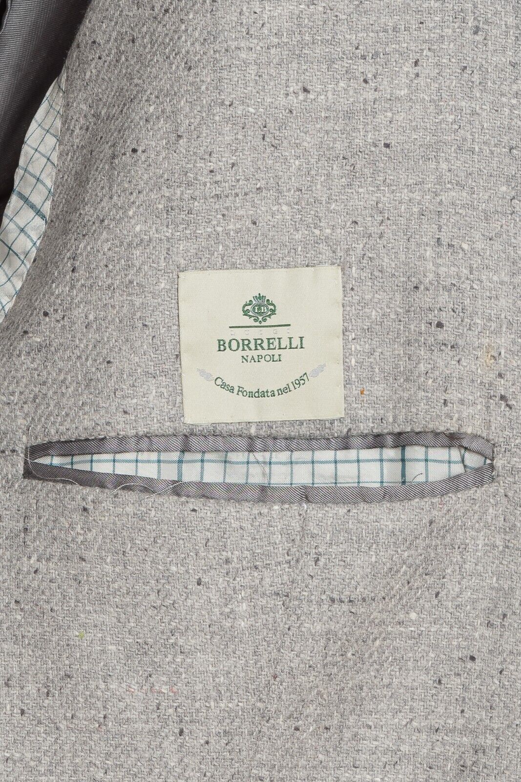 $2050 LUIGI BORRELLI "FIRENZE" Hand-Sewn Light Gray Jacket Donegal Wool