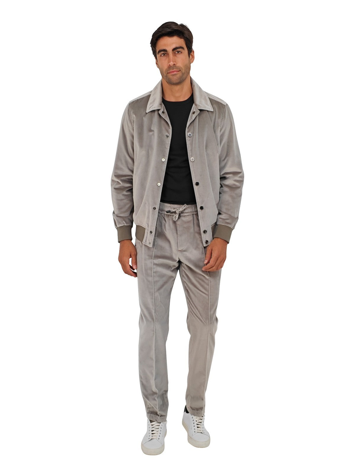 $6500 ISAIA NAPOLI "Amalfi" Gray Hand-Sewn College Tracksuit Velvet Cotton