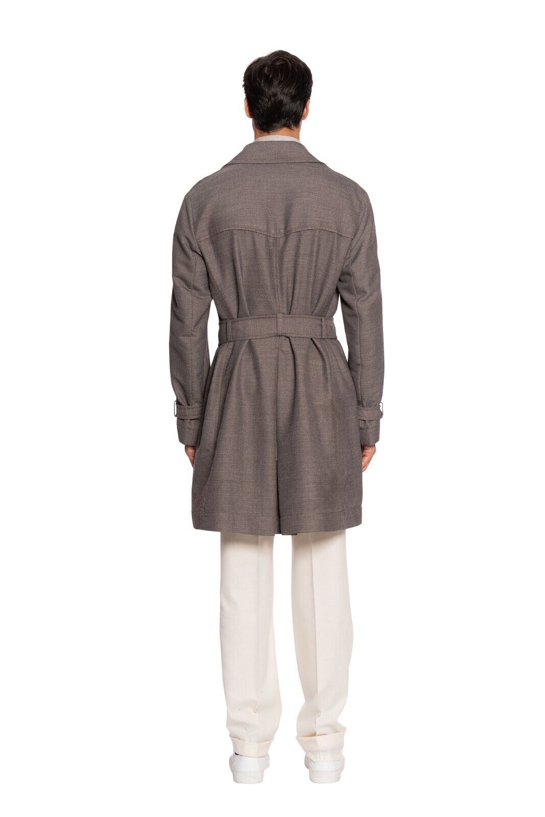 $1700 BOGLIOLI Double Breasted Hot Gray Trench Coat Wool Blend 40 US / 50 EU