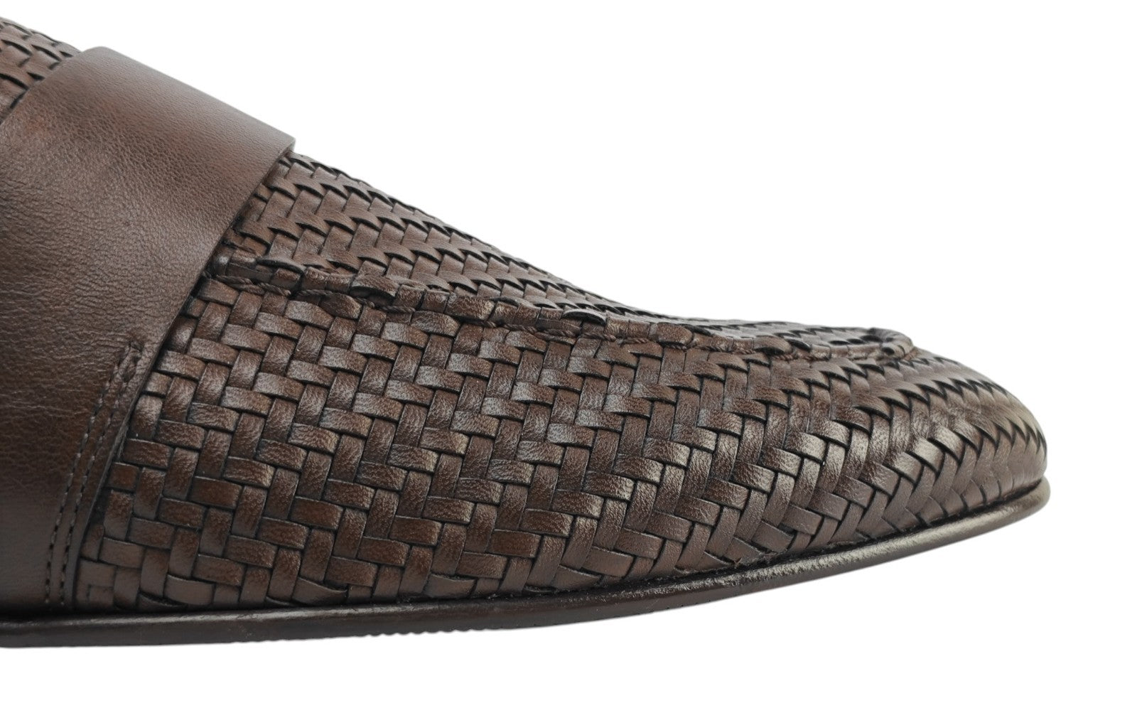 1250$ TESTONI Brown Loafer Shoes Woven Calf 8 UK / 9 US / 42 IT