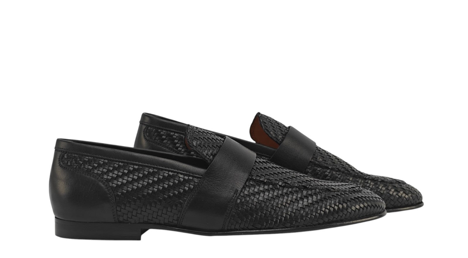 1300$ TESTONI BOLOGNA Loafer Shoes Woven Calf Black 8 UK / 9 US / 42 IT