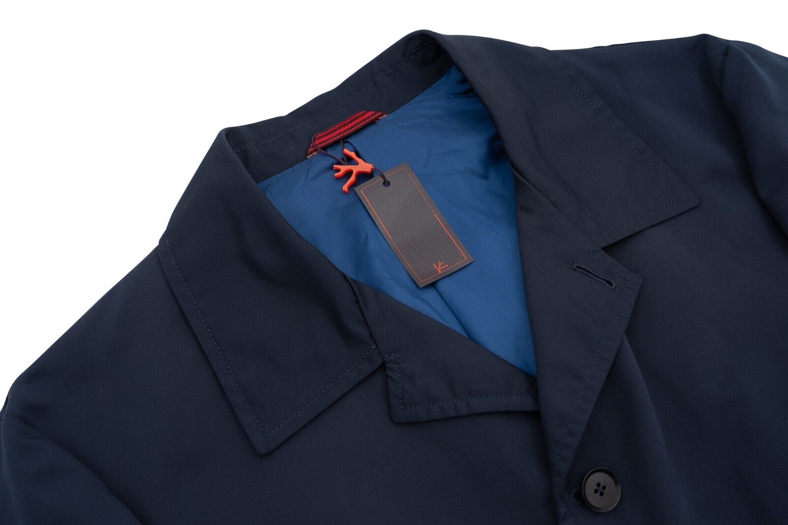$2400 ISAIA NAPOLI Blue Techno Coat Carcoat Water Water Repellent 44 US / 54 EU