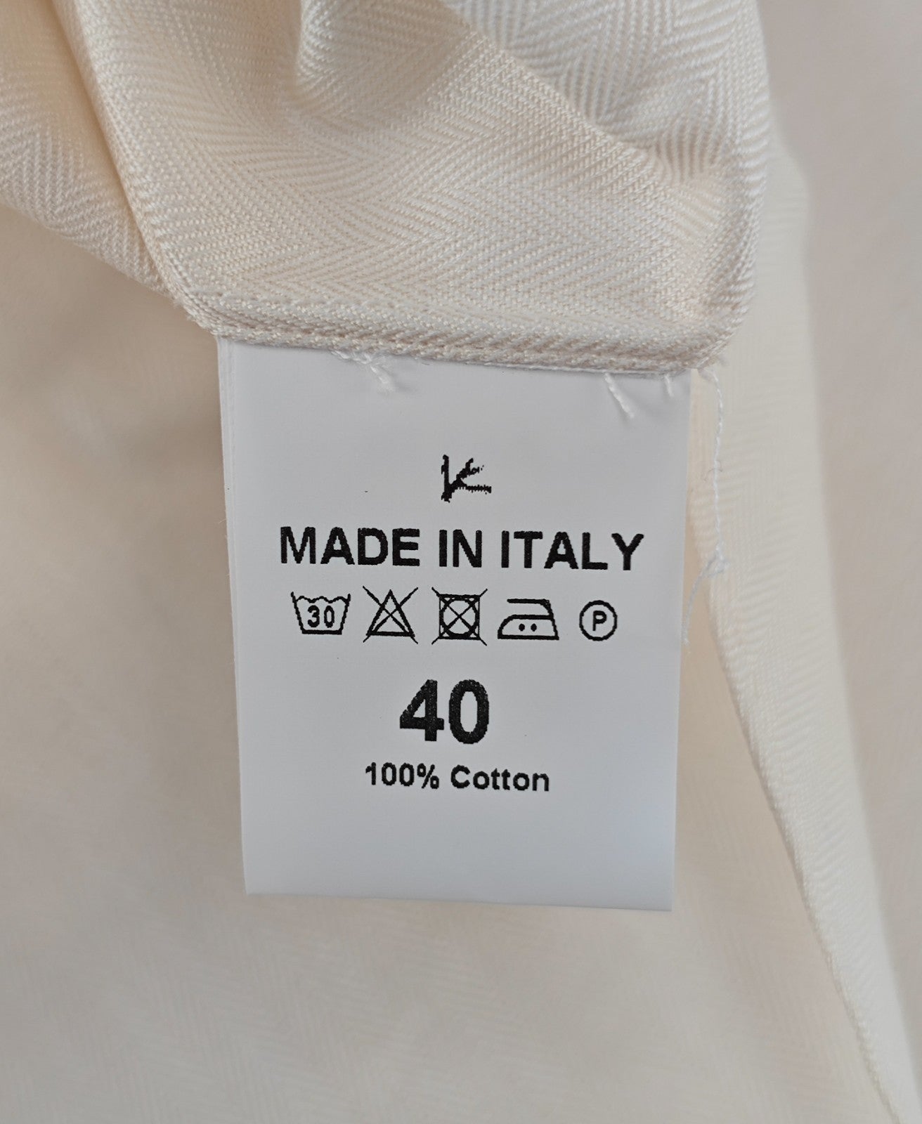 750$ ISAIA "Mix" Dress Shirt Button Down Ivory Herringbone Cotton 15.75 - 40