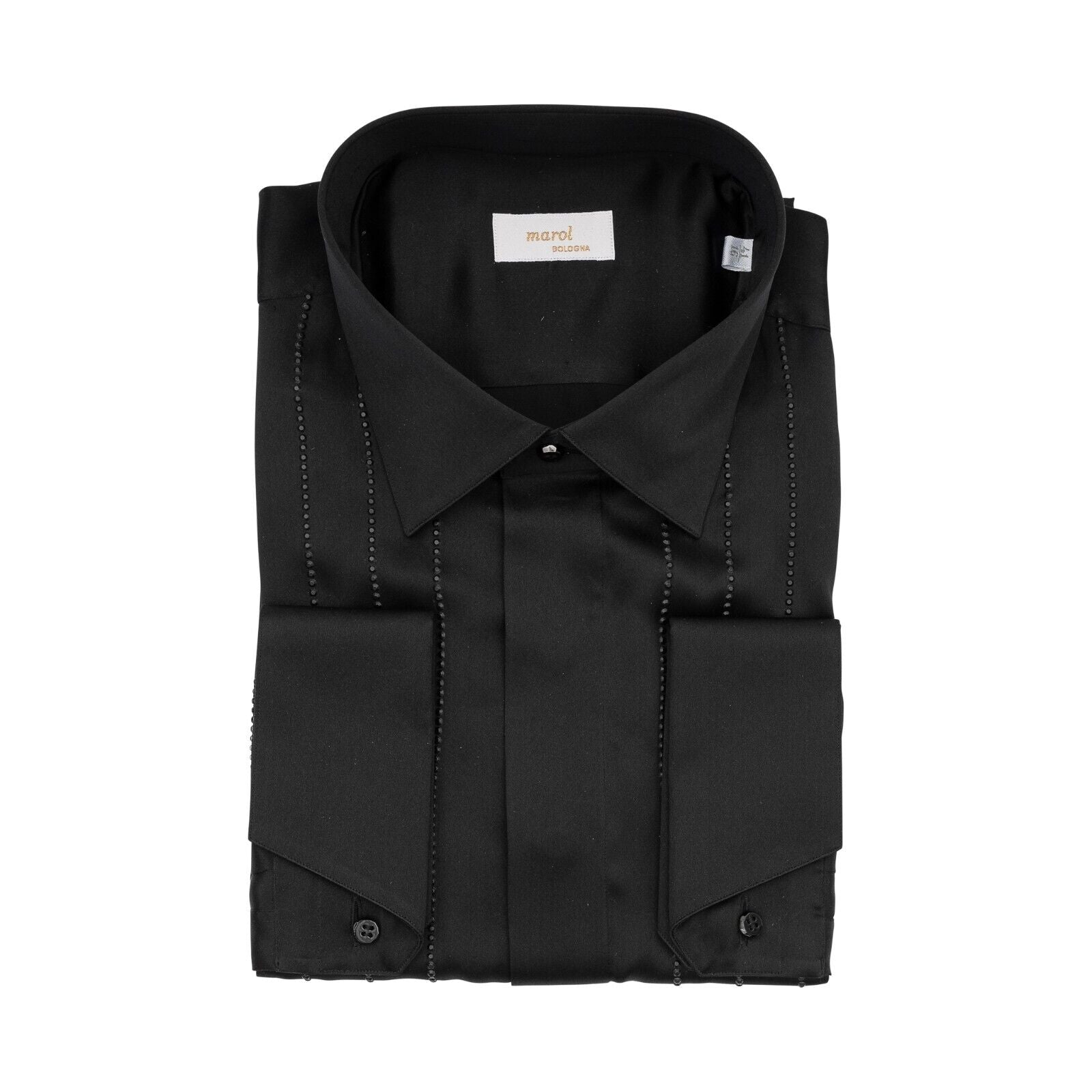 1400$ LUXURY MAROL BOLOGNA Smoking Shirt Strass 100% COMO SILK Satin  16 - 41