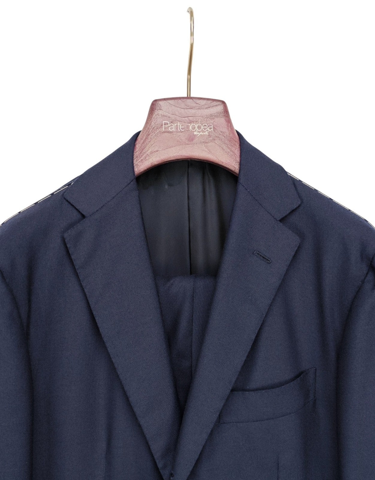 $3500 SARTORIA PARTENOPEA NAPOLI Handmade Blue Solid Suit 100% Cashmere