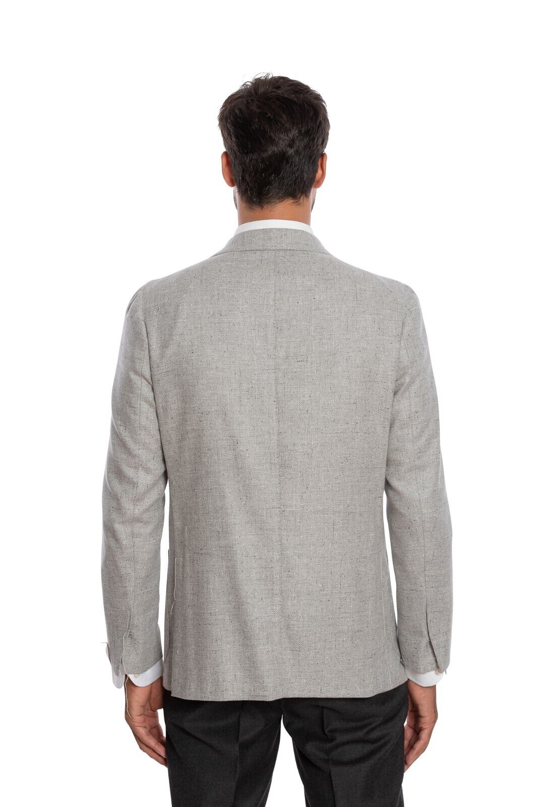 $2050 LUIGI BORRELLI "FIRENZE" Hand-Sewn Light Gray Jacket Donegal Wool