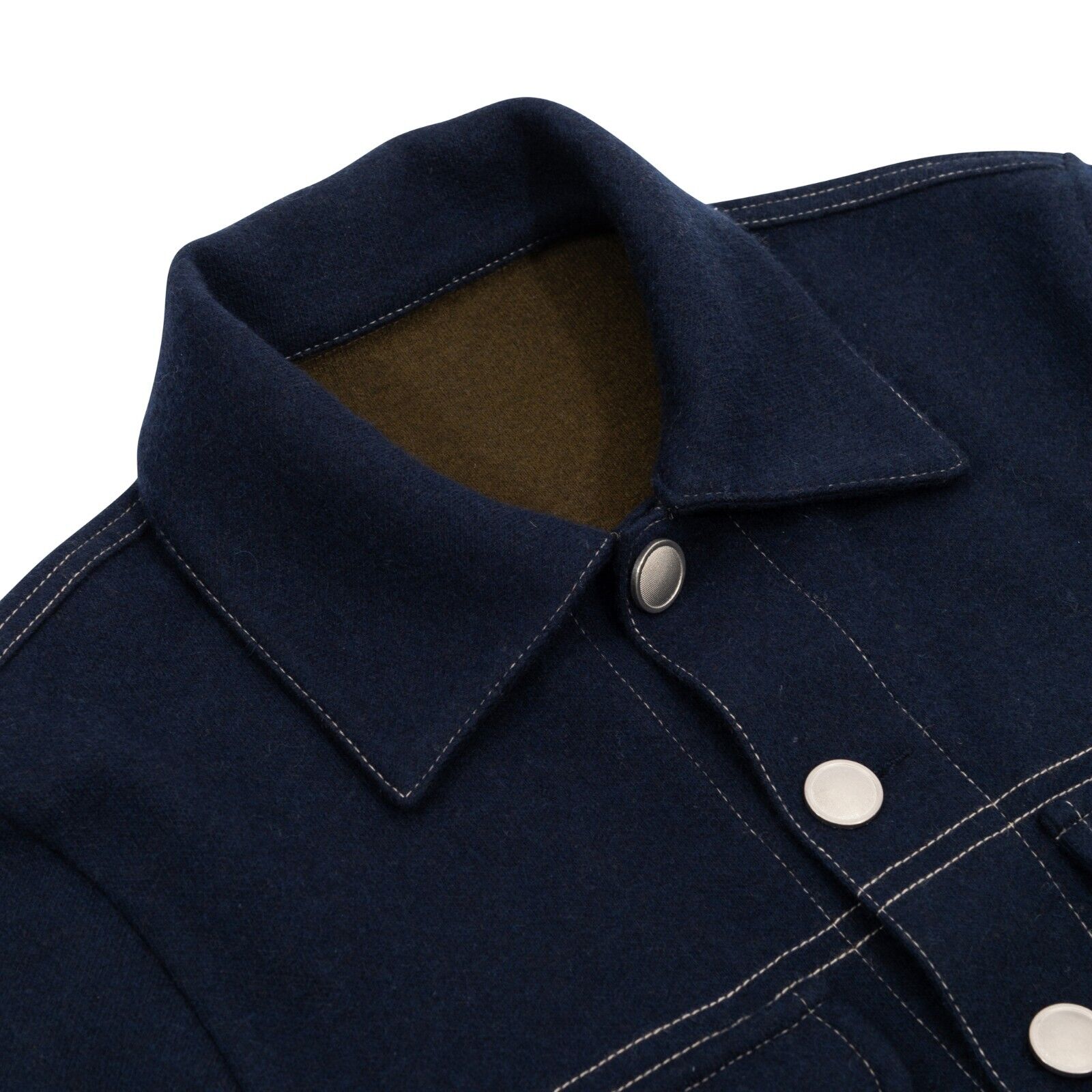 $2200 FEDELI CASHMERE Blue Jacket Trucker 100% Double Cashmere 42 US / 52 EU