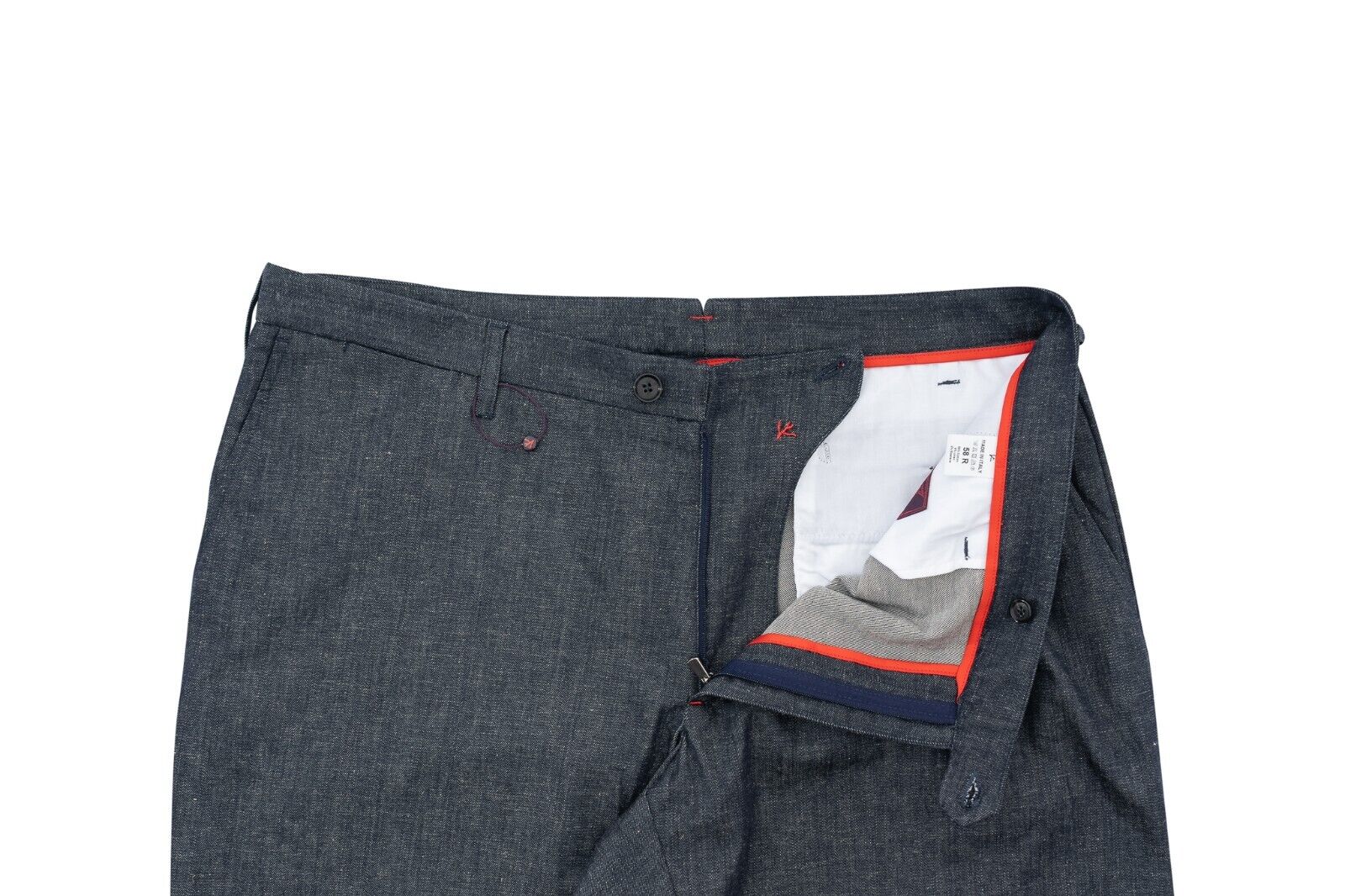 690$ ISAIA NAPOLI Blue Denim Jeans Pant Wide Leg Cotton / Linen 42 US / 58 EU