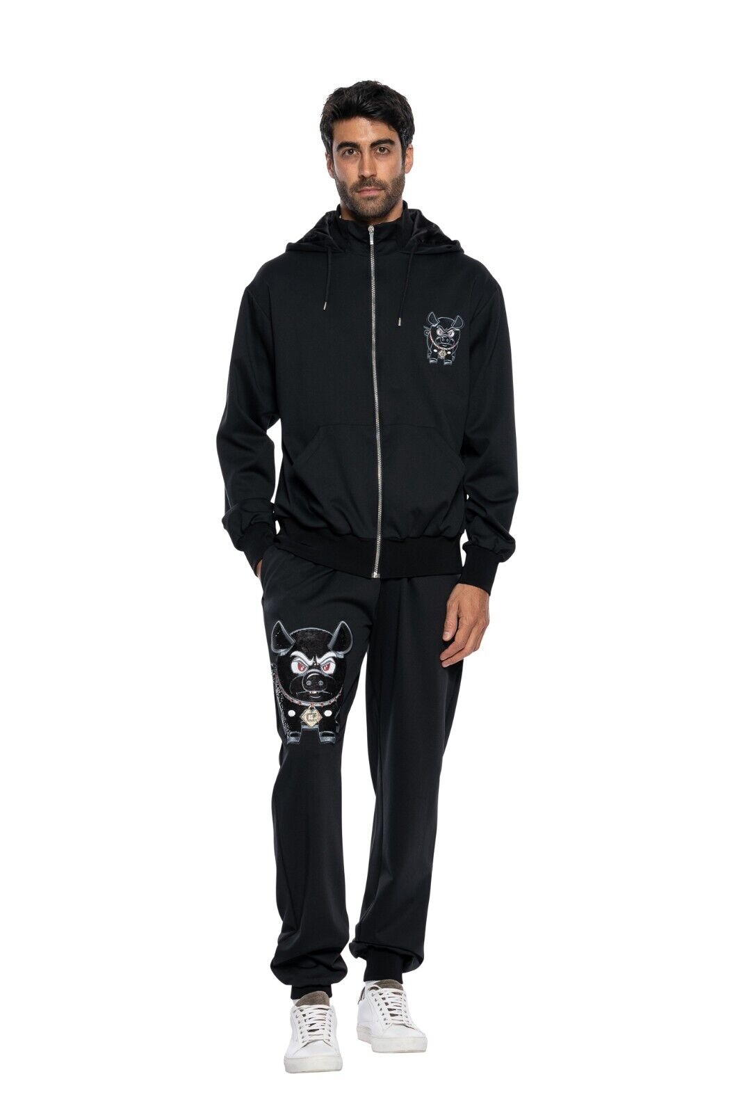 3500$ FABIO CAVIGLIA Tracksuit Jogging Suit "YEAR OF THE PIG" Silk Size XXL