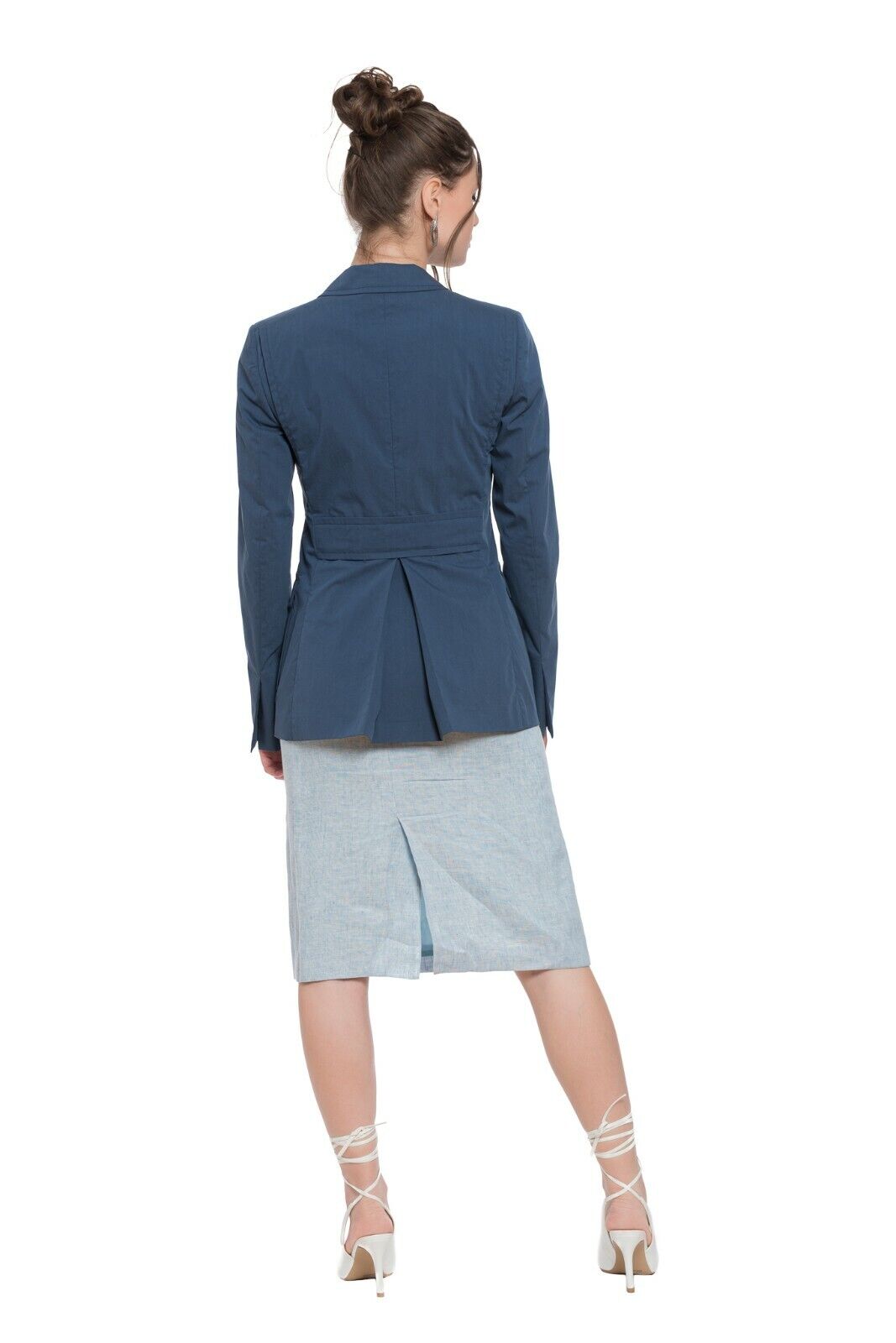 BELVEST Blue Cotton Woman Martingale Jacket Lined in Silk 42 IT / 6 US / 38 FR