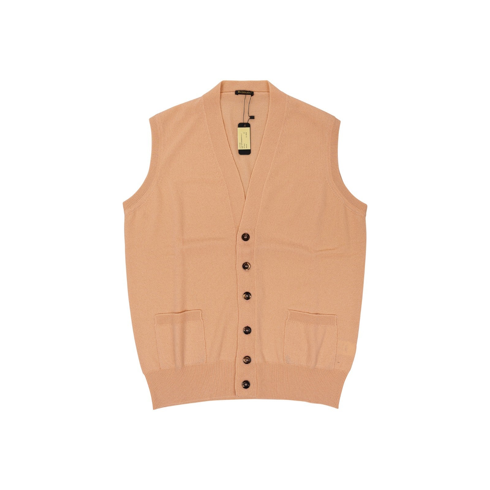 690$ RUBINACCI NAPOLI Salmon Cardigan Vest Gilet 100% Cashmere 36 US / 46 EU S