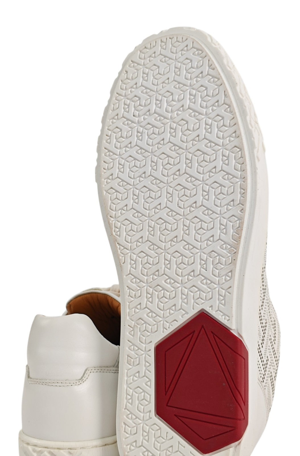 950$ TESTONI Ravenna White Sneaker Perforated Interlock 8 UK / 9 US / 42 IT