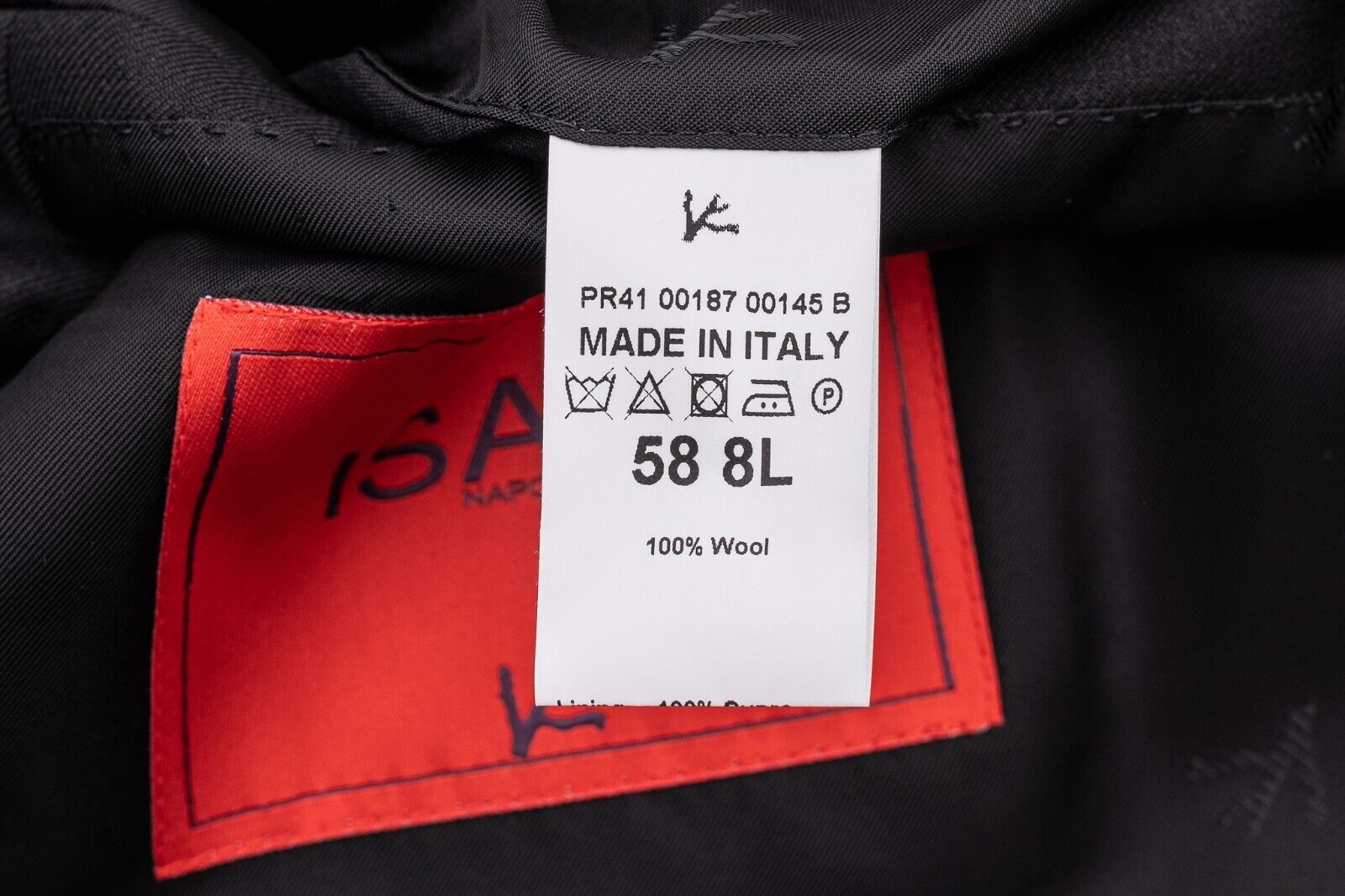 $6500 ISAIA NAPOLI "Aquaspider" Black Hand-Sewn Suit Fine Wool Drop 8L ( Long )