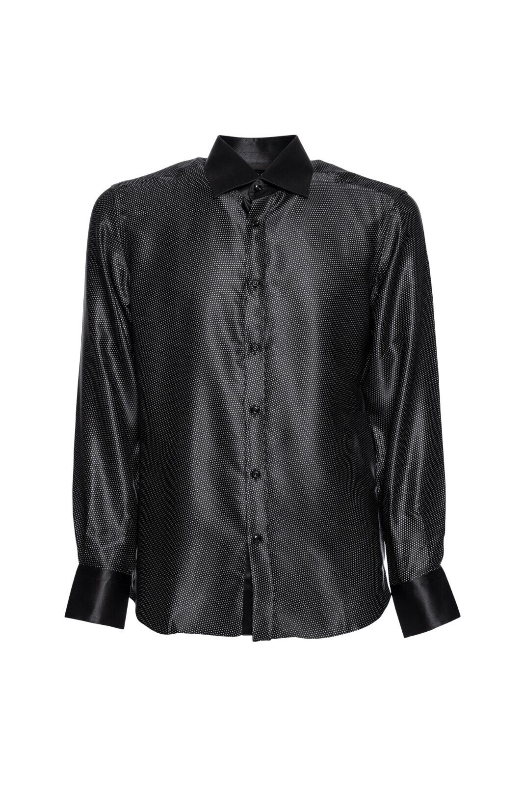 1600$ LUXURY FABIO CAVIGLIA Shirt " MICRO " Black t 100% Silk Satin Size S
