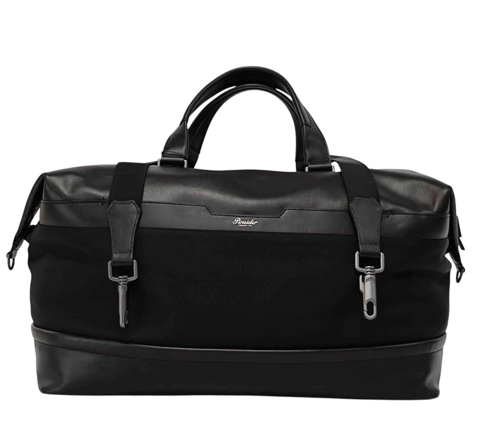 1300$ PINEIDER FIRENZE 1774 Leather & Nylon Shoulder Travel Duffle Bag Black