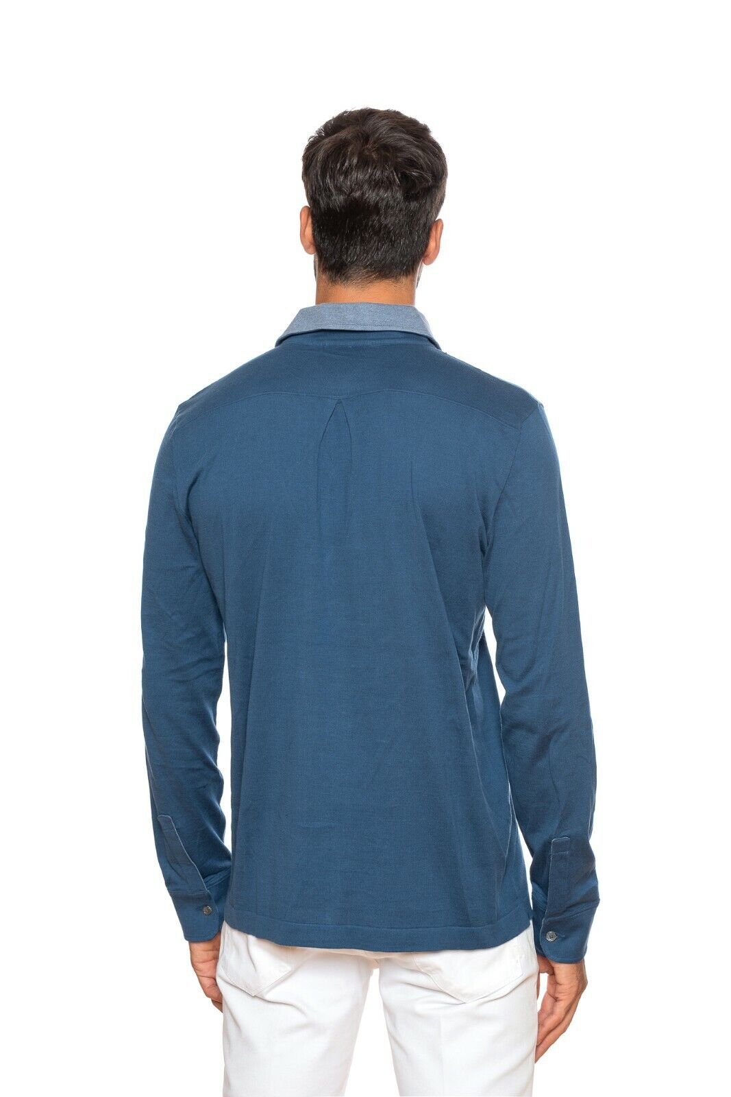 Luxury Knitwear FIORONI CASHMERE by Attolini Polo Blue Pure Cashmere 40 US 50 EU