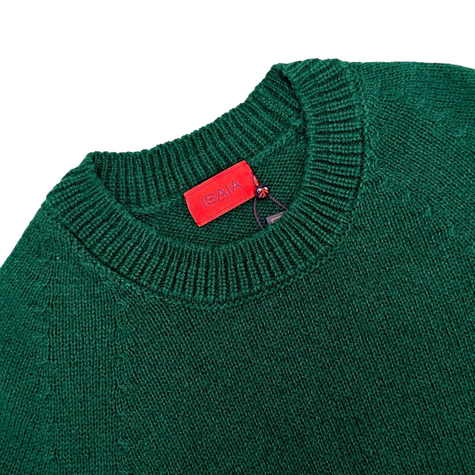 1890$ ISAIA NAPOLI Forest Green Sweater Woven Knit Soft Cotton Cashmere M