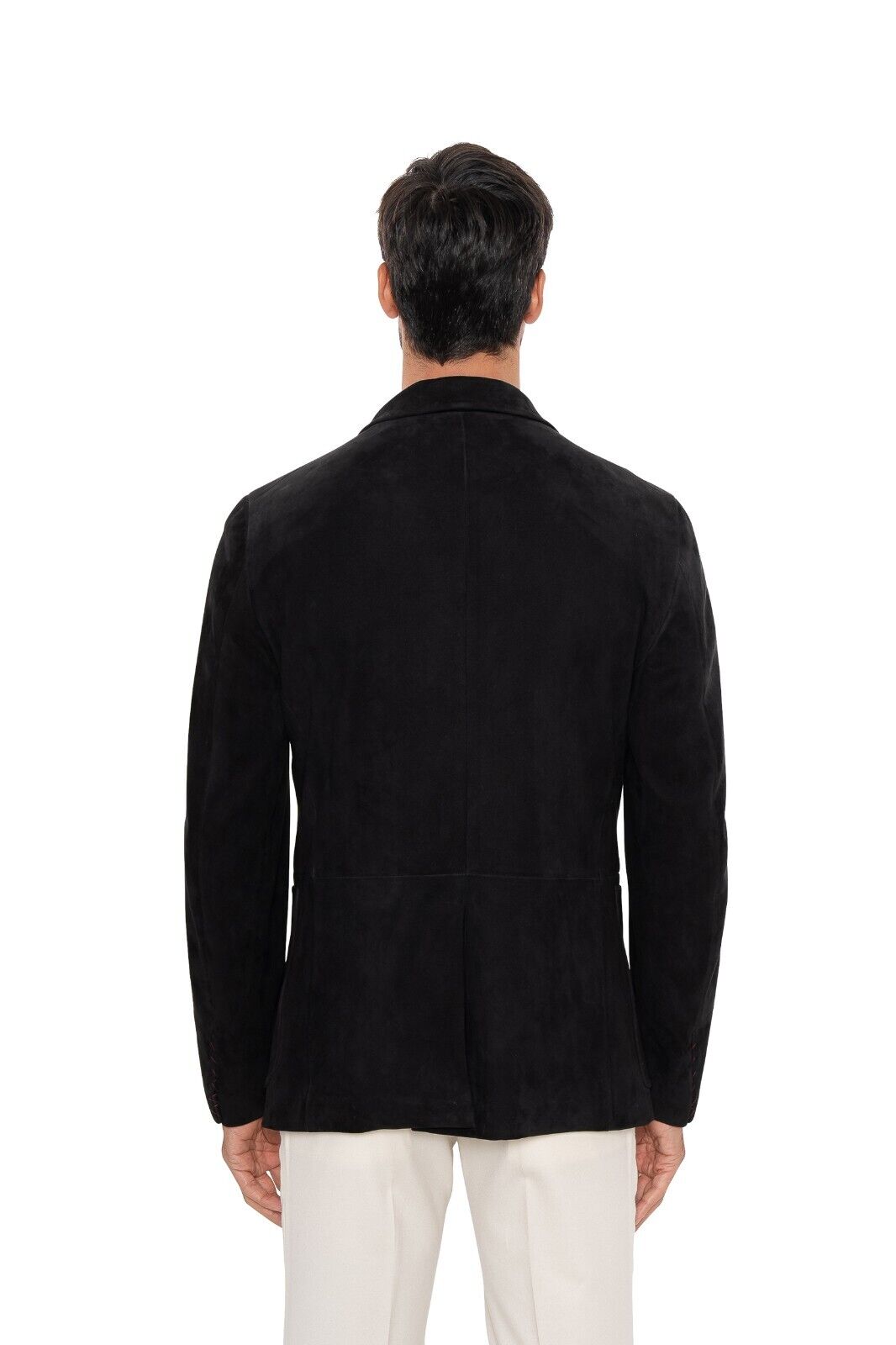 6600$ ISAIA Black Peak Lapel Jacket Sport Coat Suede 100% Lambskin 40 US 50 EU