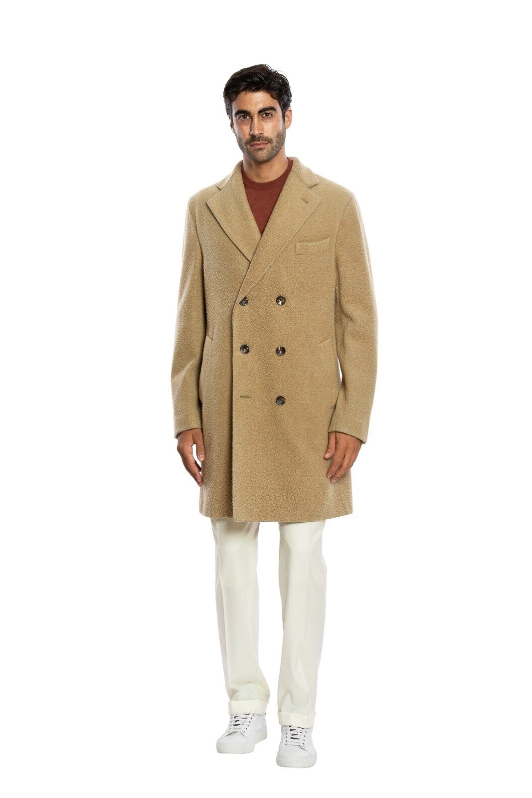 $2200 BOGLIOLI MILANO Double Breaested Camel Coat Casentino Wool 44 US / 54 EU