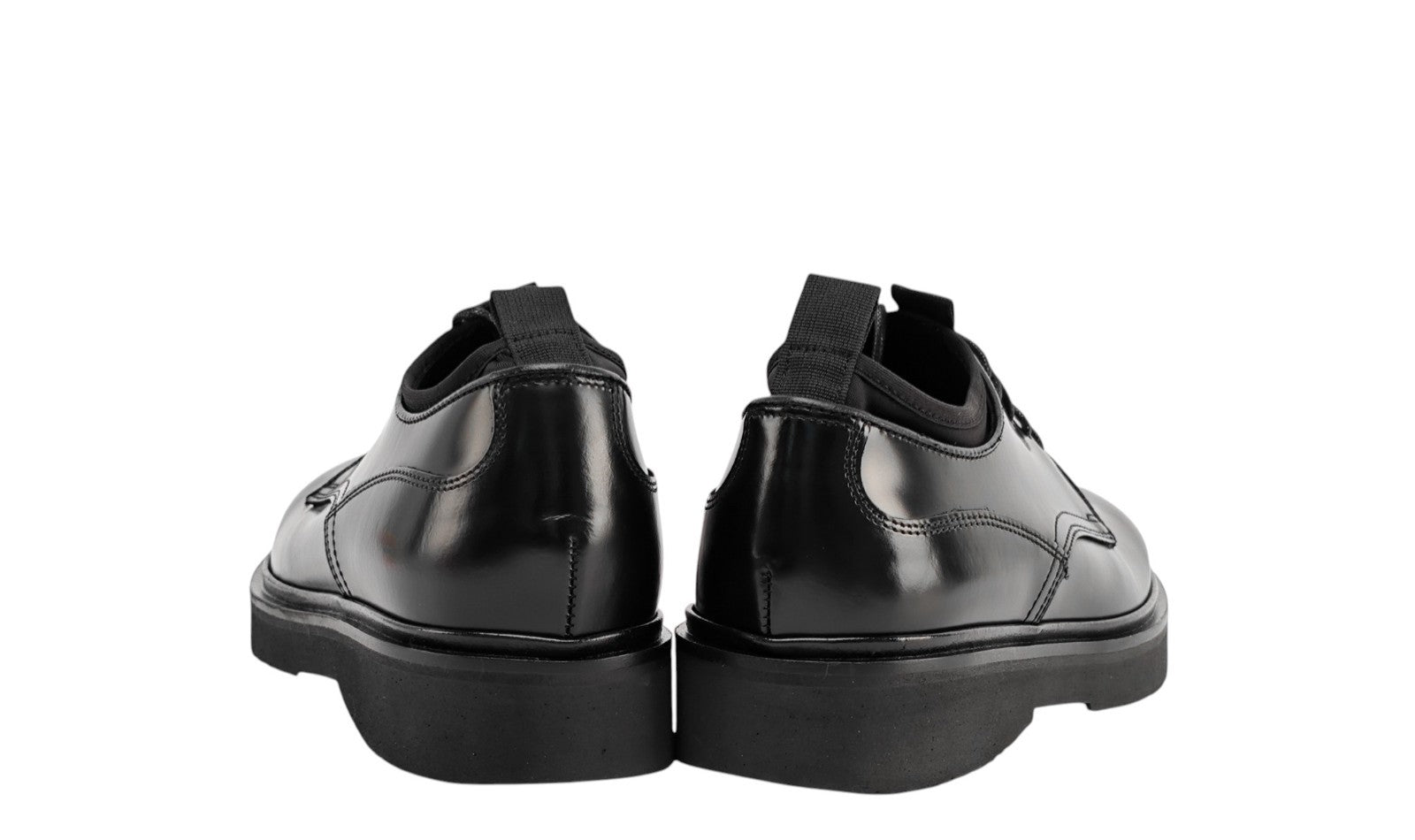 $1150 TESTONI BOLOGNA Derby Shoes Black Brush Off Calf & Neoprene