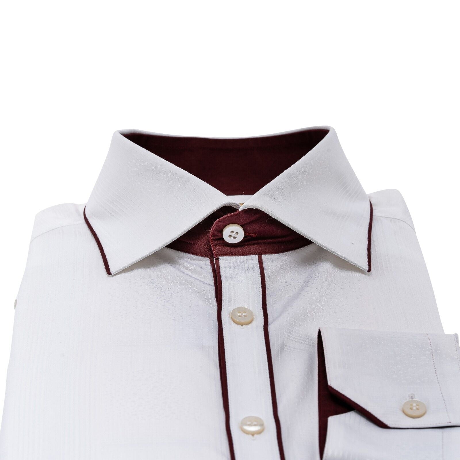 690$ LUXURY GERLIN Shirt White ALUMO Jacquard Cotton 16 - 41 7A BIJAN