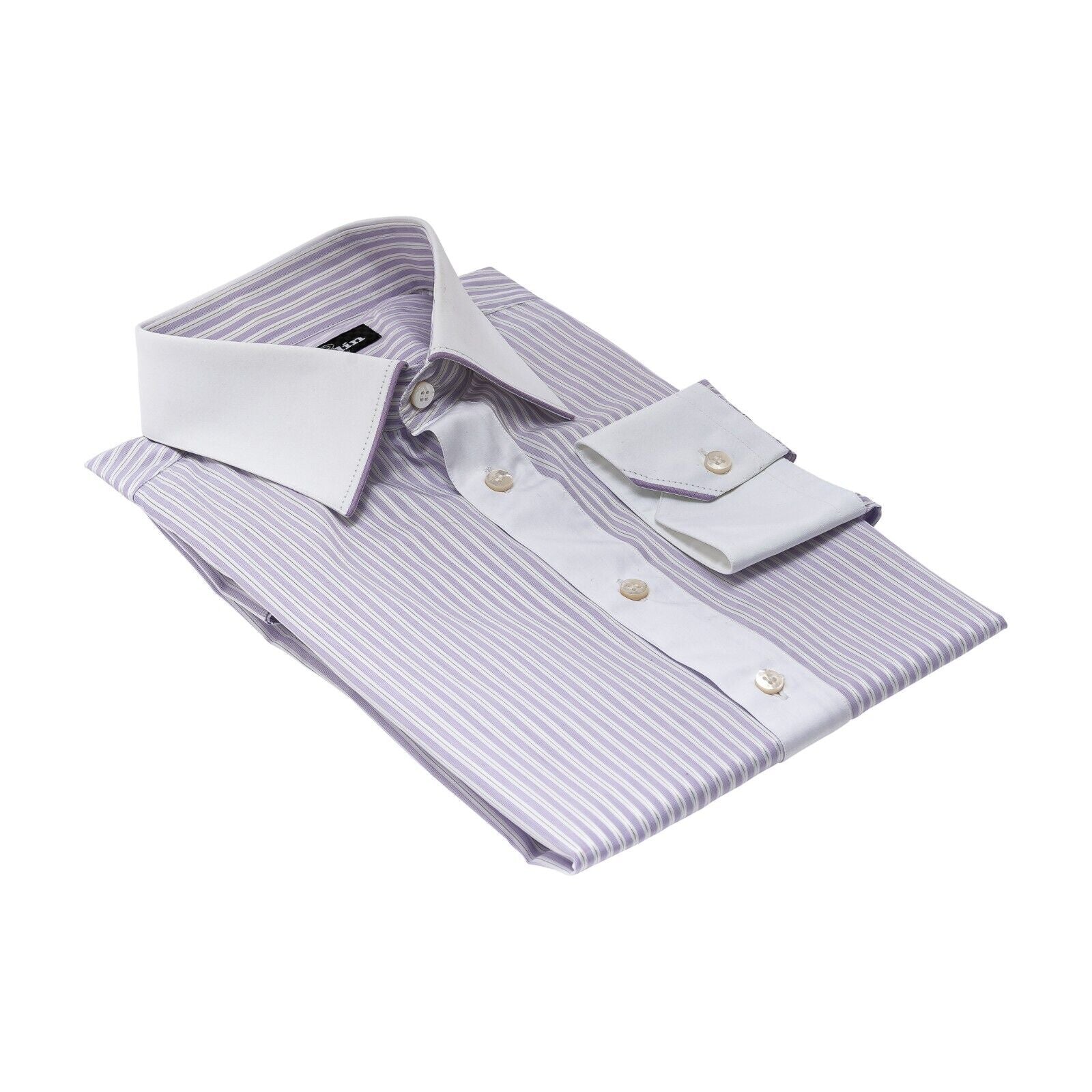 690$ LUXURY GERLIN Shirt Striped Lilac Jacquard Cotton 16 - 41   5H BIJAN