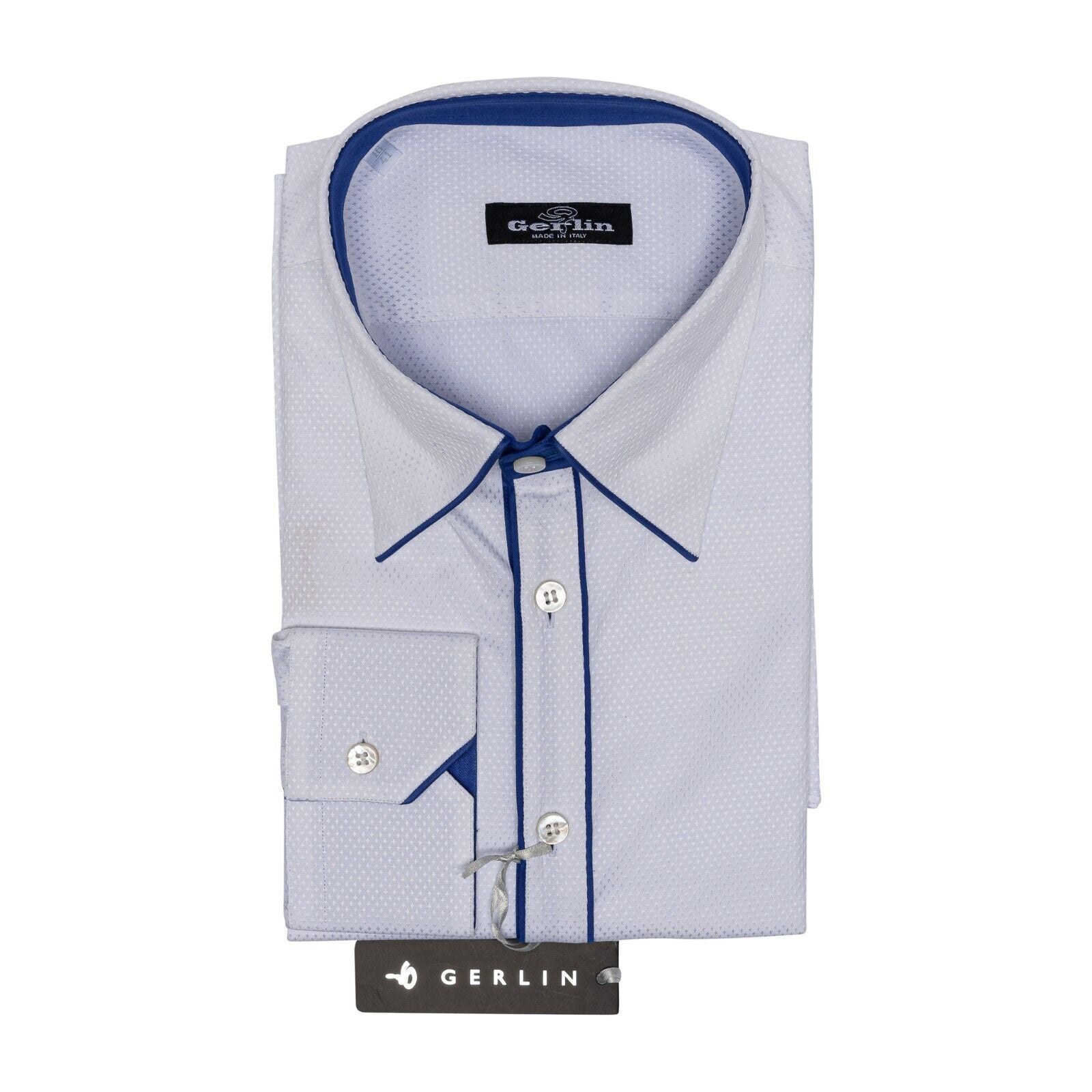 690$ LUXURY GERLIN Shirt White ALUMO Jacquard Cotton 16 - 41 3AL BIJAN