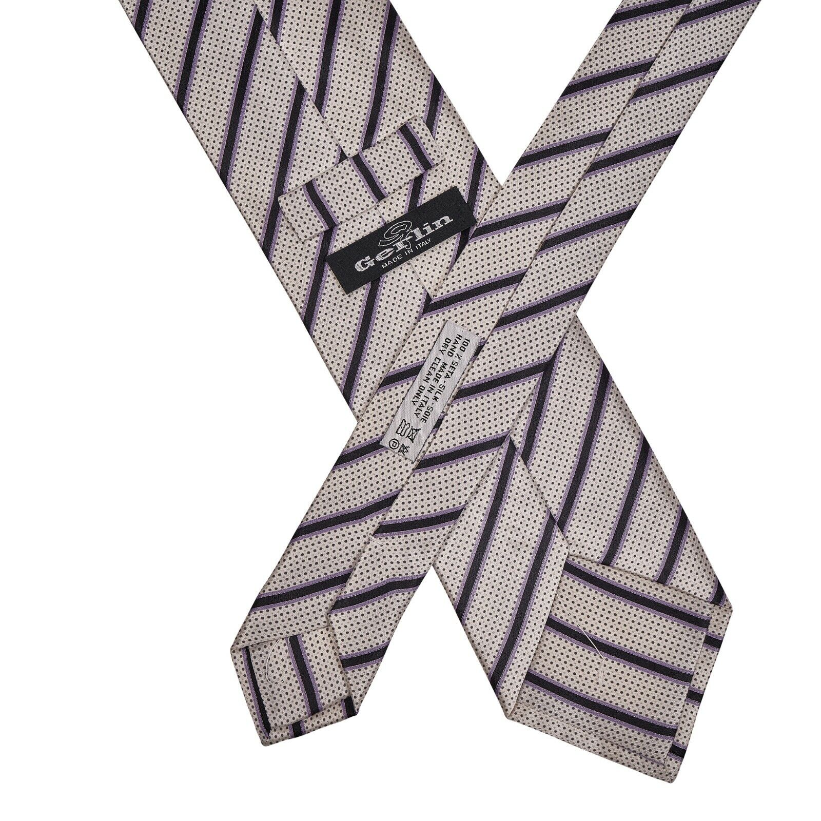 $220 ITALO FERRETTI x GERLIN Tie Satin Silk Light Grey Handmade in Italy ZILLI