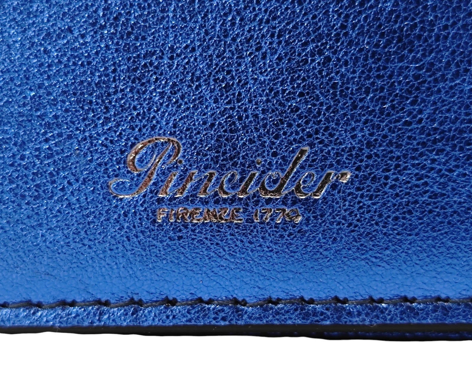 260$ PINEIDER FIRENZE 1774 Leather Folded Card Holder Laminated Blue
