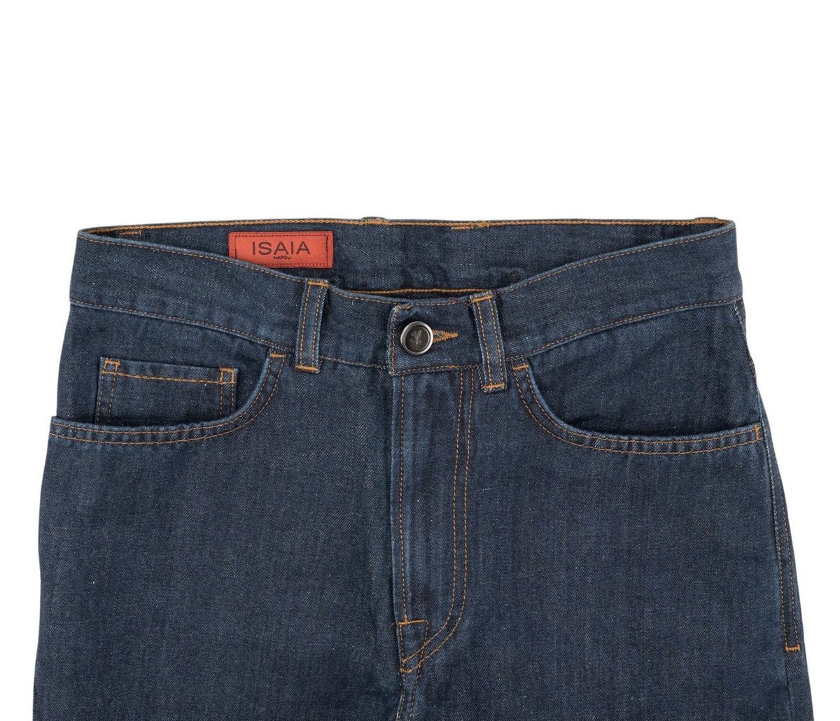 735$ ISAIA NAPOLI Blue Denim Jeans Pant Cotton Linen Slim Fit 28 US / 44 EU