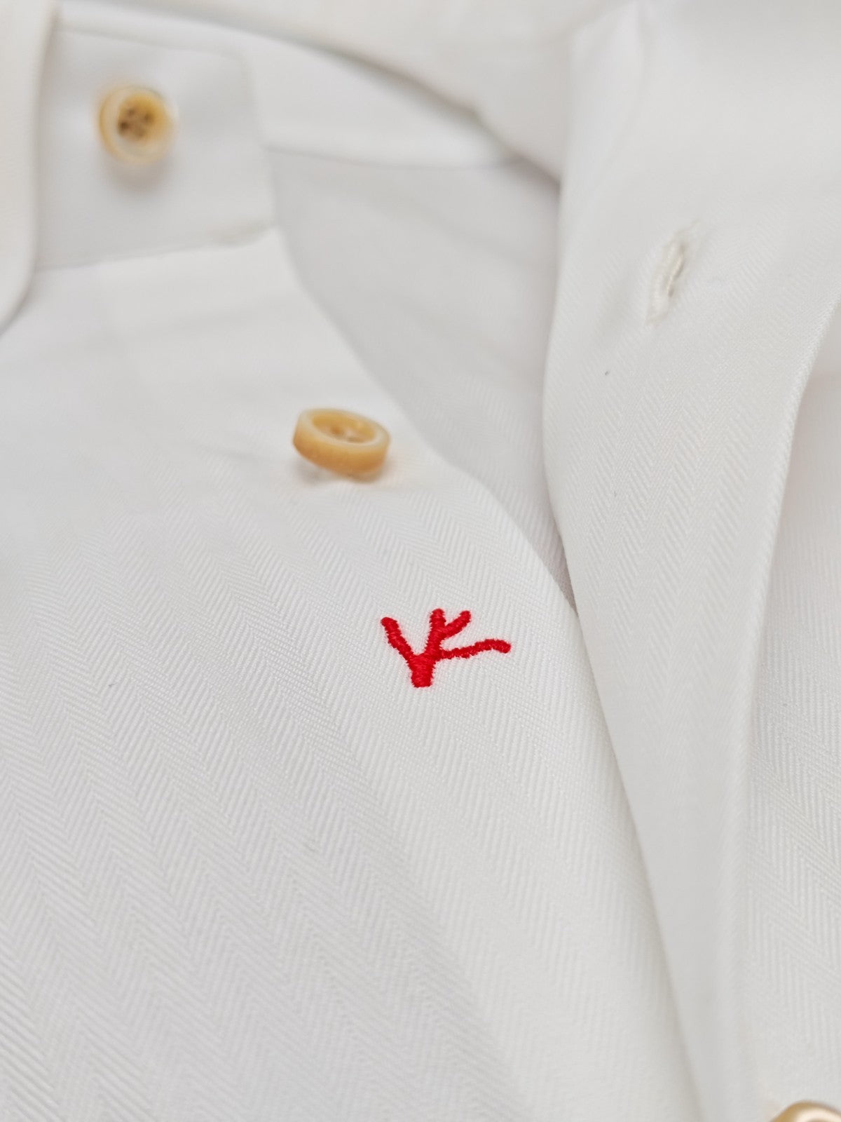 750$ ISAIA "Mix" Dress Shirt Button Down White Herringbone Cotton 14.5 - 37