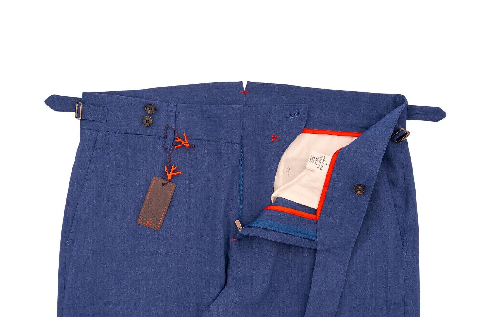 1250$ ISAIA NAPOLI Blue Casalnuovo Trouser Pant Wool / Linen 36 US 52 EU