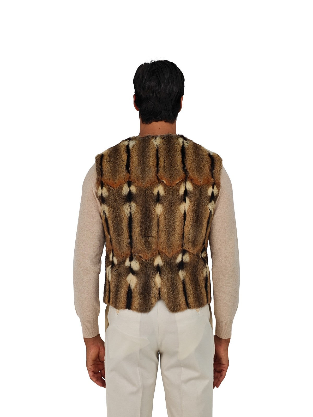 $2600 RUBINACCI Beige Vest Jacket Real Amster Fur + Silk Lining 38 US / 48 EU