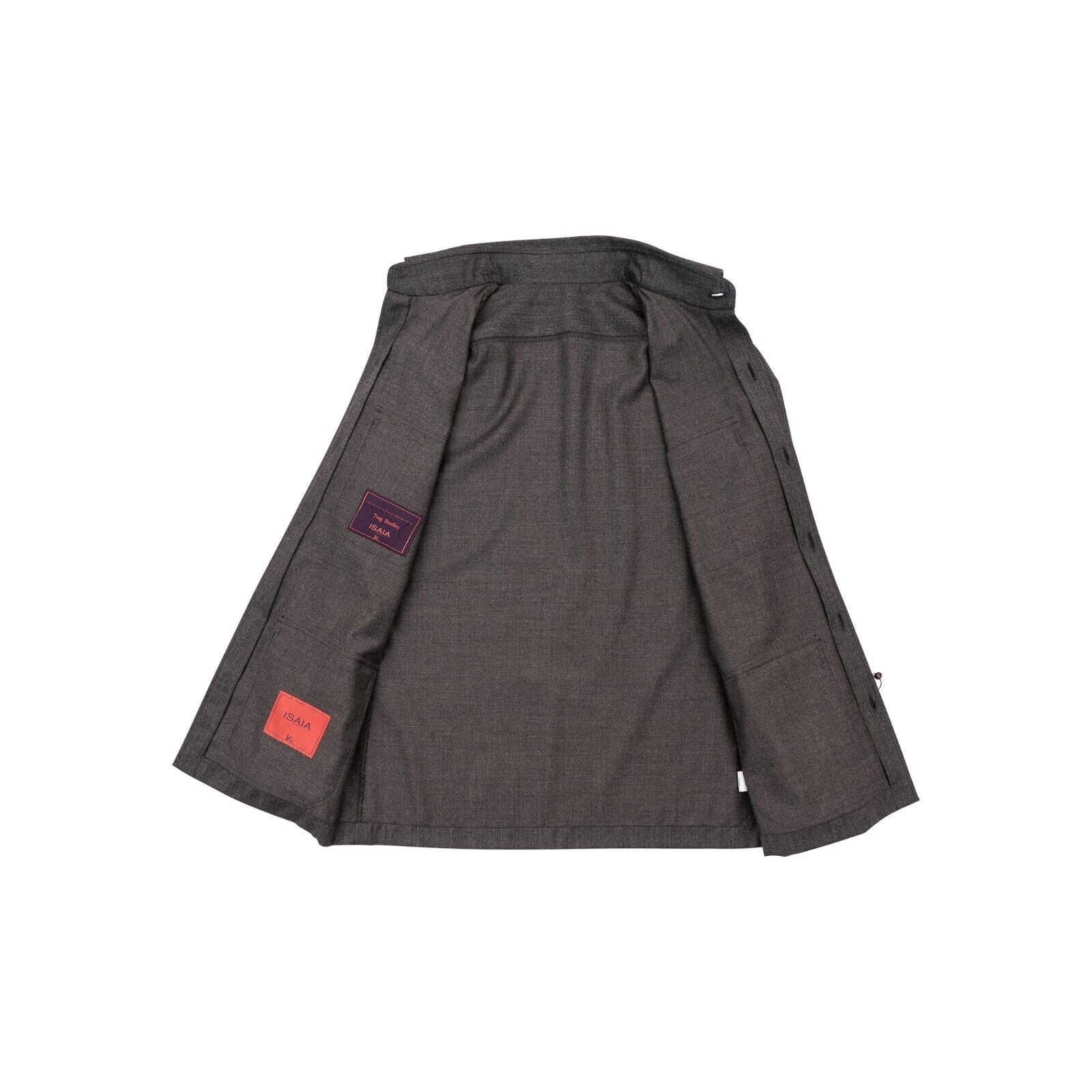 $3500 ISAIA NAPOLI Brown Overshirt Jacket Wool Sz M ( Similar to S Size )