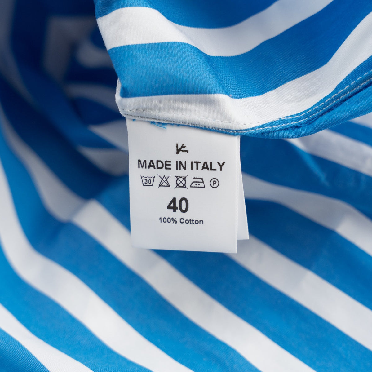730$ ISAIA NAPOLI "Mix" Dress Shirt Blue White Striped Cotton 15.75 - 40