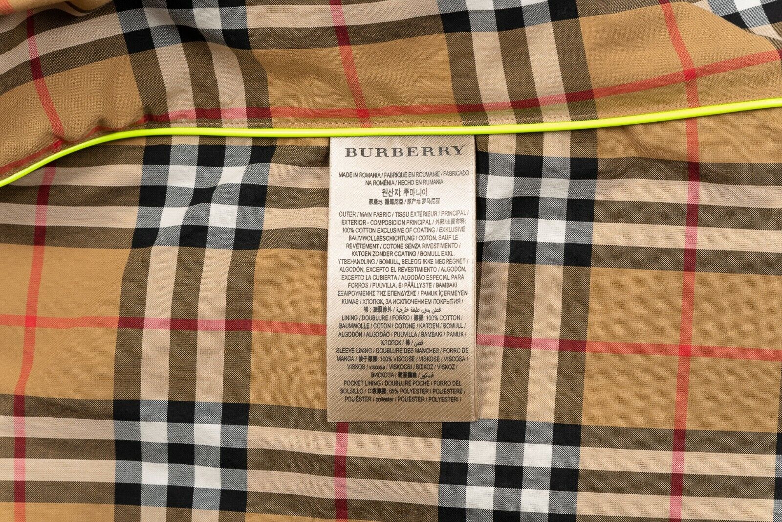 $2350 BURBERRY EASTHEATH Trench Coat Coated Cotton Check Laminated Stone