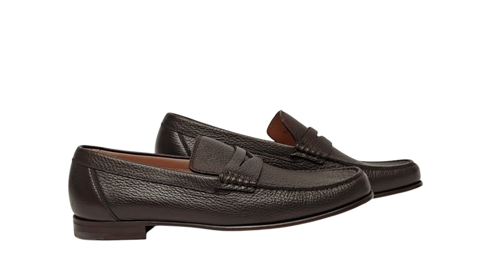 1250$ TESTONI "Piuma" Penny Loafer Shoes Deerskin Cigar 8 UK / 9 US / 42 IT